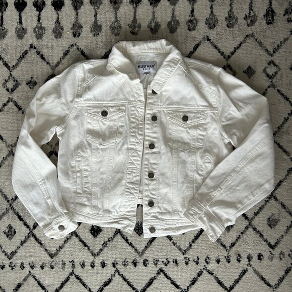 Velvet Heart White Denim Jacket - Picture 1 of 2